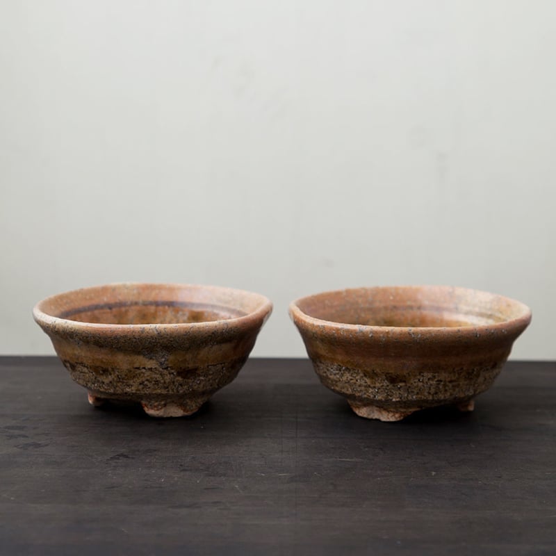 ◇◇陶器 萩焼 輪花◇◇ 鬼萩向付 碗揃(二客セット） (木箱入） 黒田岳