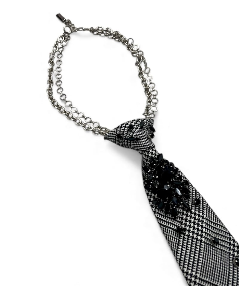 chain tie - glen check/ black bijou | KISHIDAMIKI