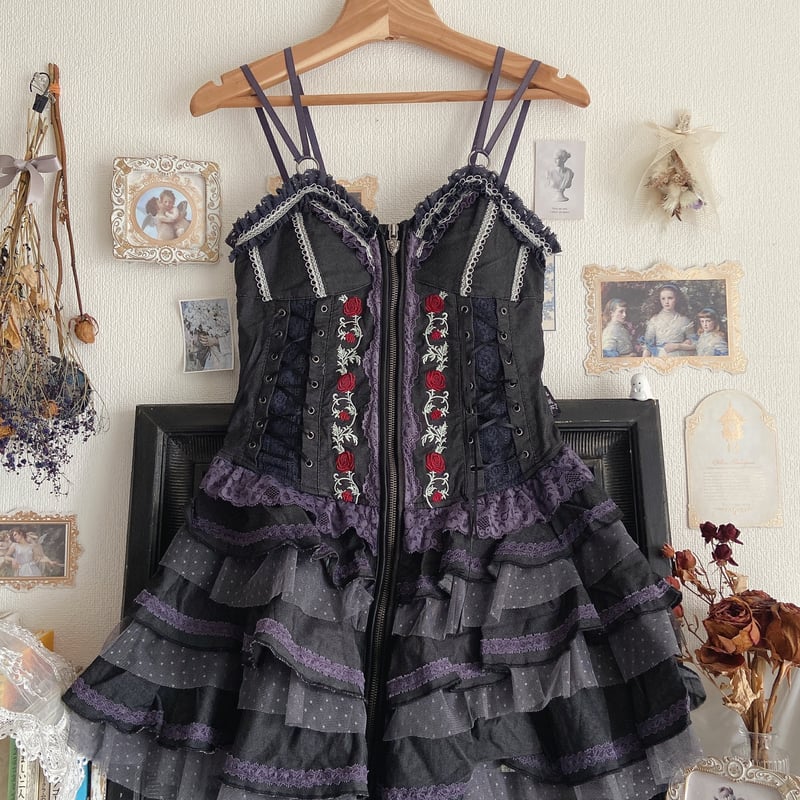 OZZ ANGELO 薔薇刺繍ジャンパースカート | anonymous