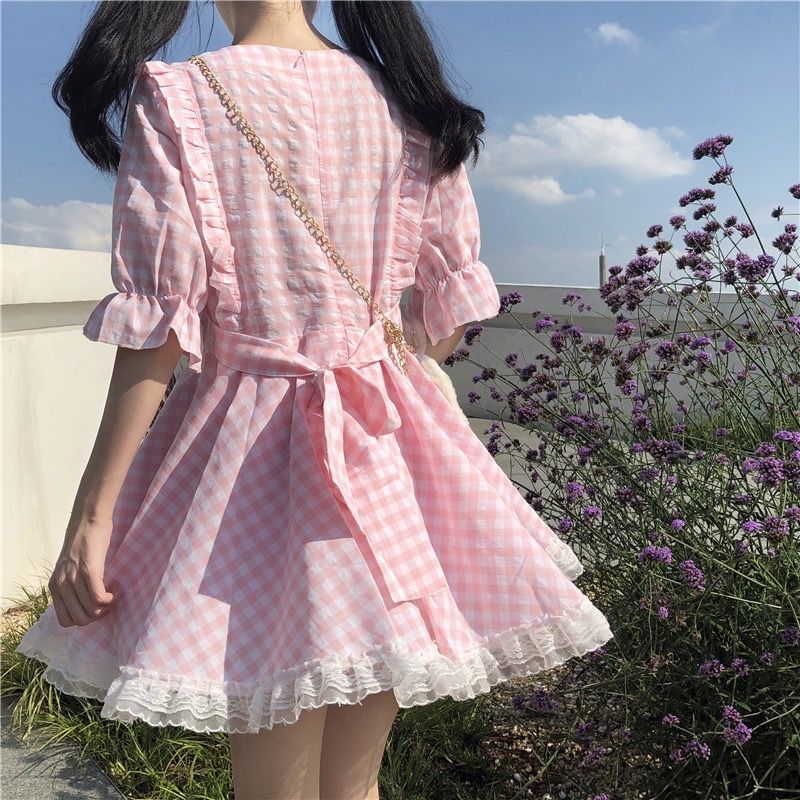 ピンクチェックのスウィートワンピース | Fancy ☆World