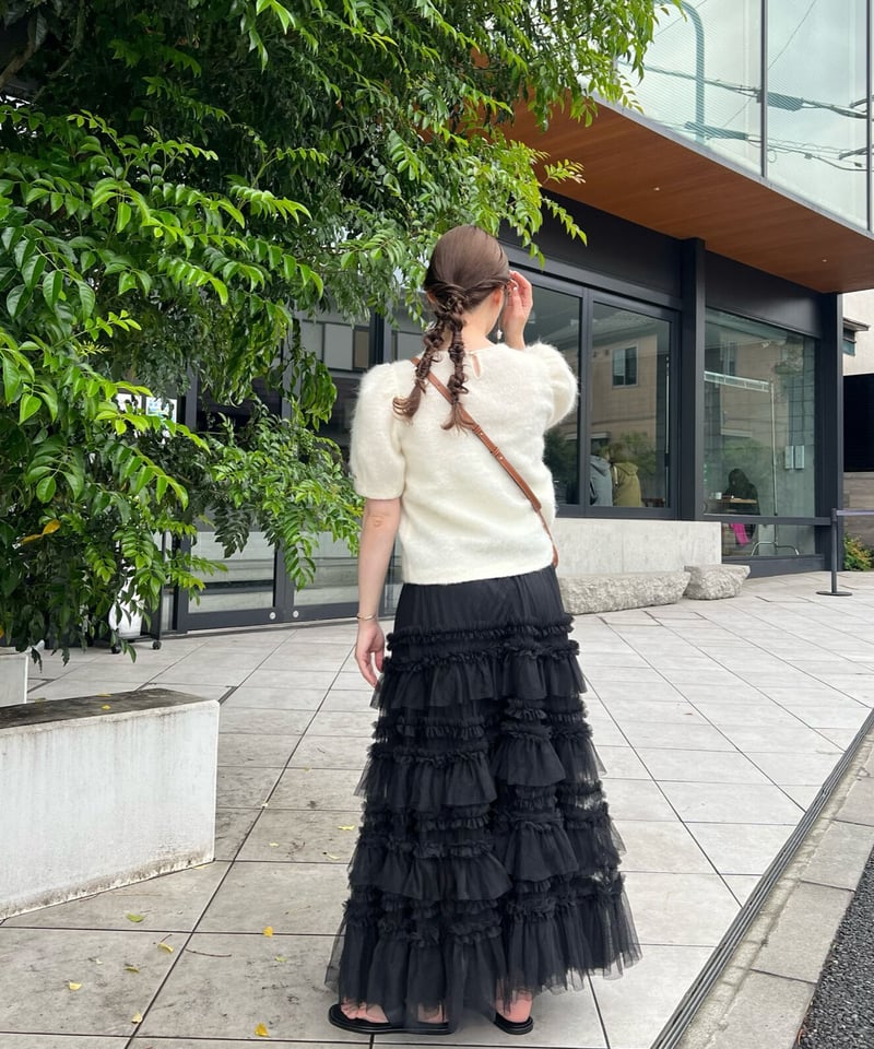 Ruched Tulle Maxi Skirt Pale Pink / 6 Acka. tulle long skirt