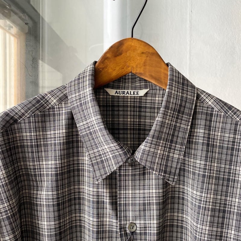AURALEE WASHABLE SUPER LIGHT WOOL CHECK SHIRT