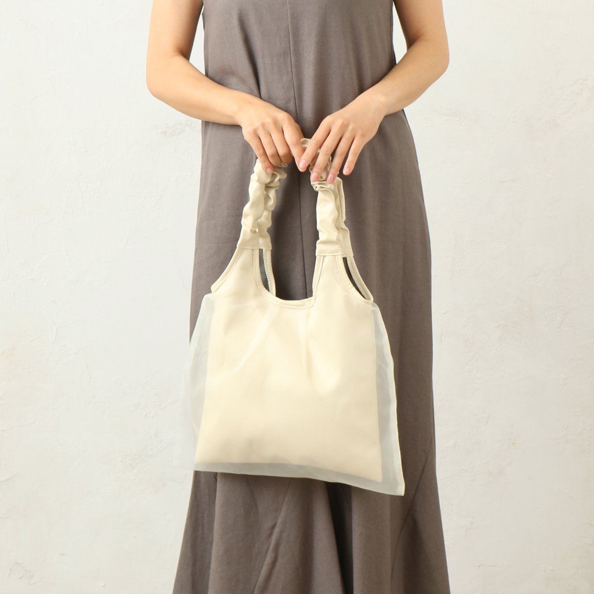 チュール付きギャザーハンドルチュールトート | BuonaVita Online Shop