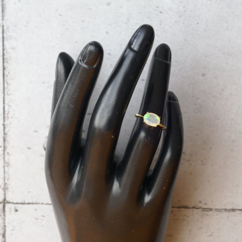Handmade】オパール ファセットカット 7号〜フリーサイズリング 18k