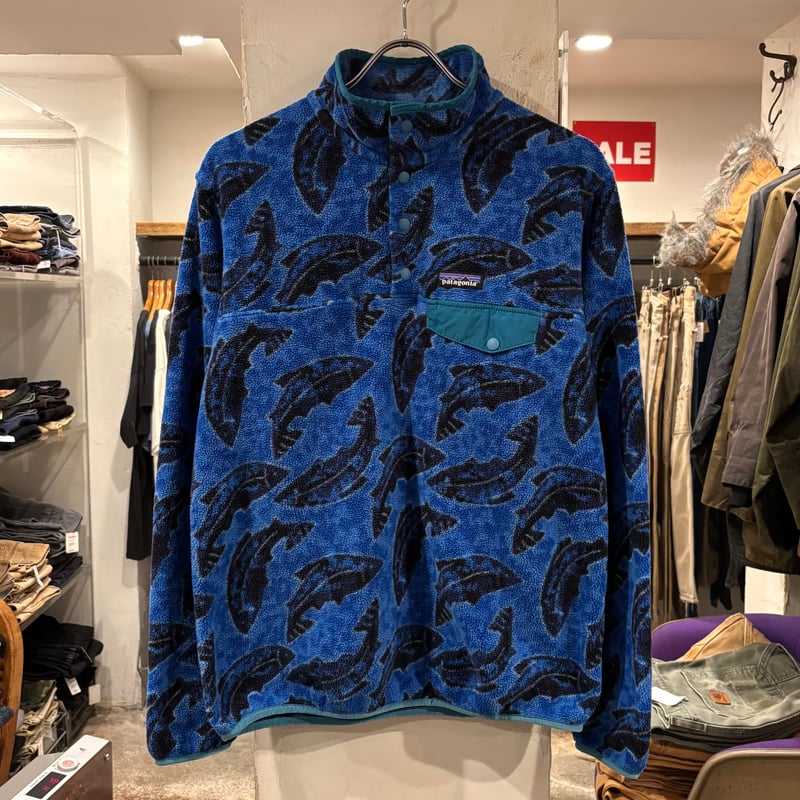 patagonia シンチラスナップT パタゴニア ハーフボタン 魚柄 Size M