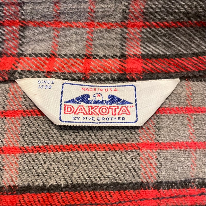 80s FIVE BROTHER by DAKOTA L/S ネルシャツ USA製 Size