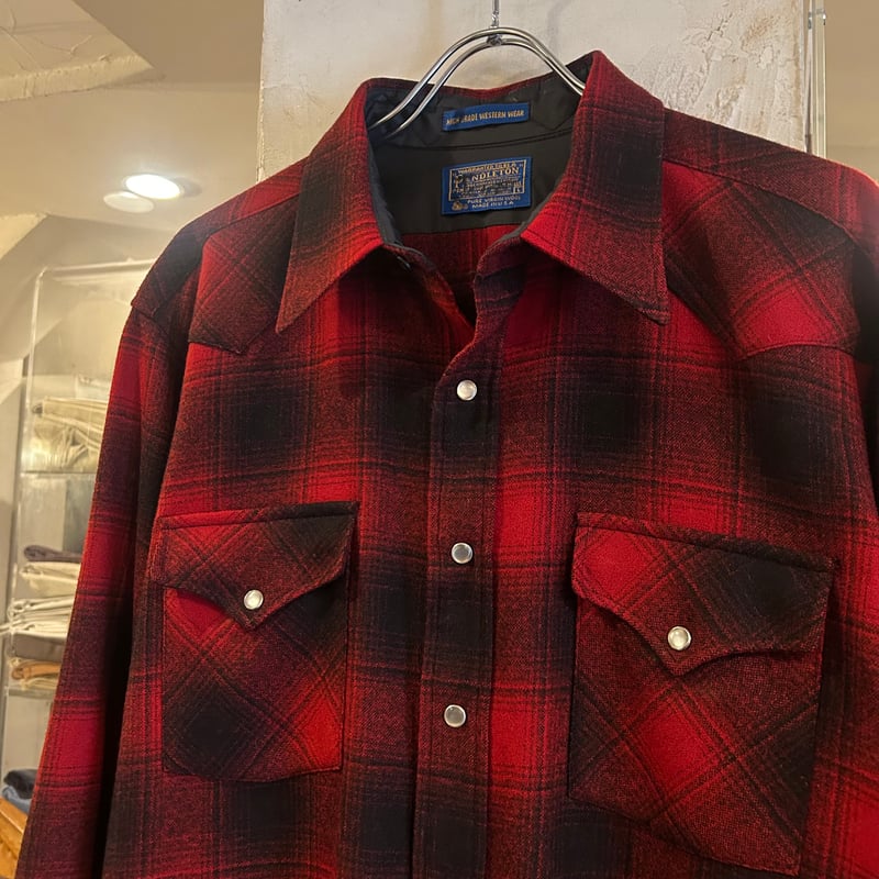 70s PENDLETON ウールチェックシャツ ペンドルトン オンブレチェック