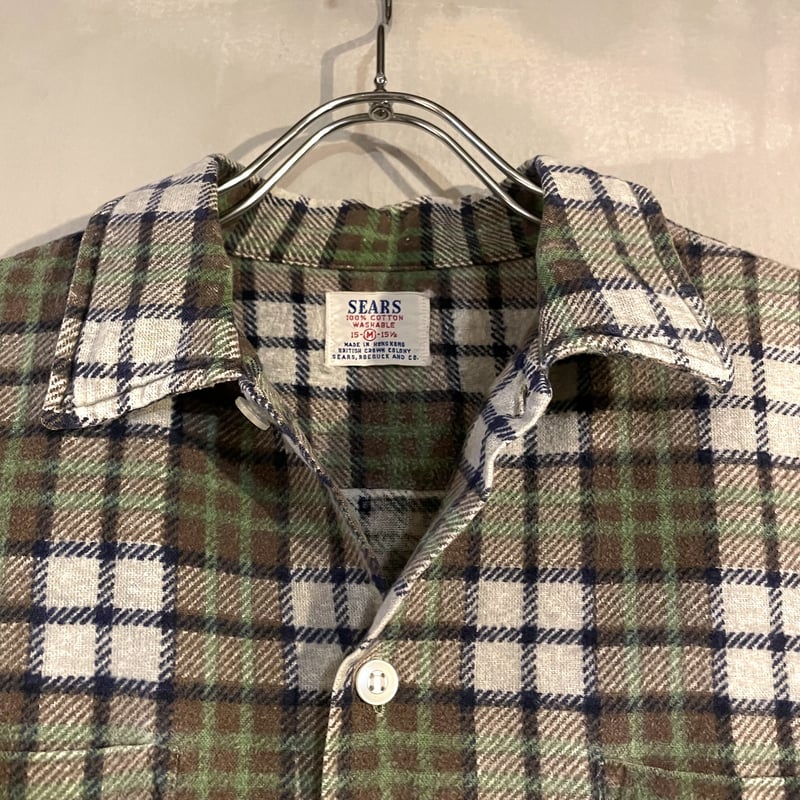 60s SEARS プリントネルシャツ ボックスシルエット ヴィンテージシャツ