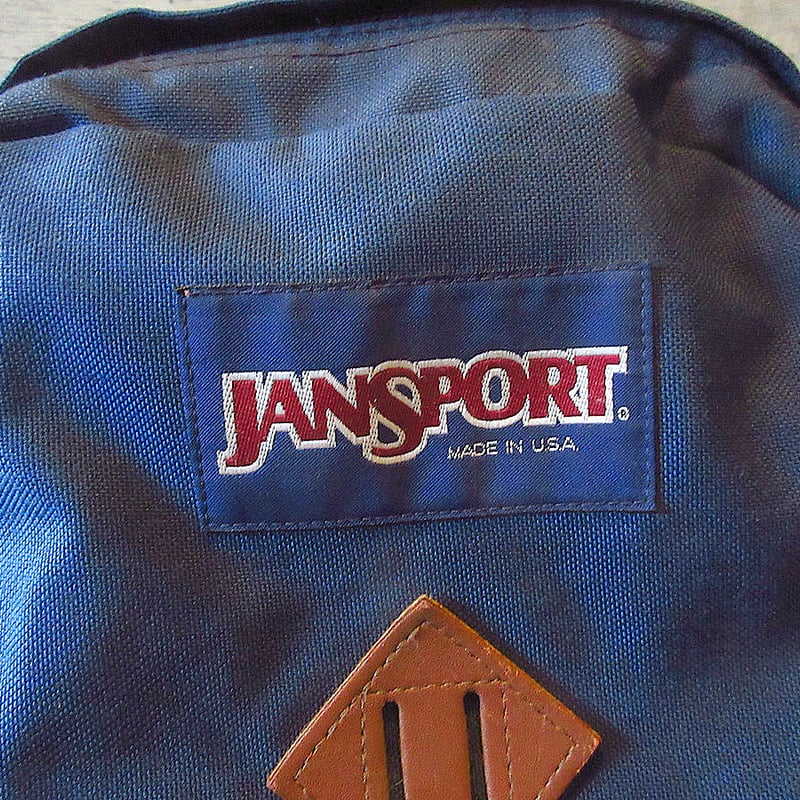 ビンテージ80s○JANSPORTボトムレザーナイロンバックパック紺