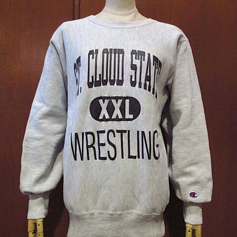 ビンテージ90's○Champion刺繍タグ3段プリントリバースウィーブ