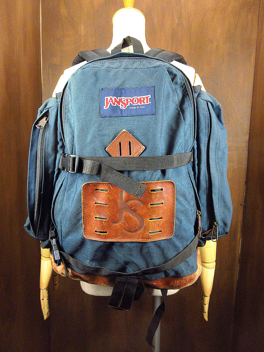 ビンテージ90's○JANSPORTボトムレザーバックパック緑○220119k1-bag-bp