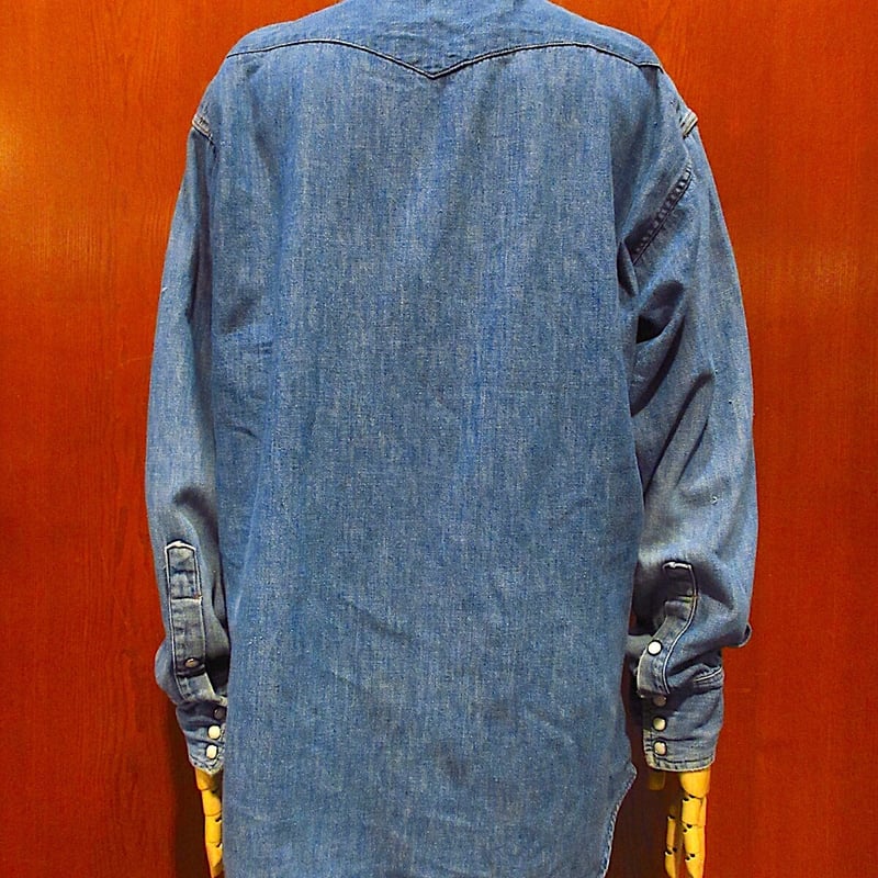 ビンテージ60's○Wrangler 27MWデニムウエスタンシャツsize 16 1/2-3
