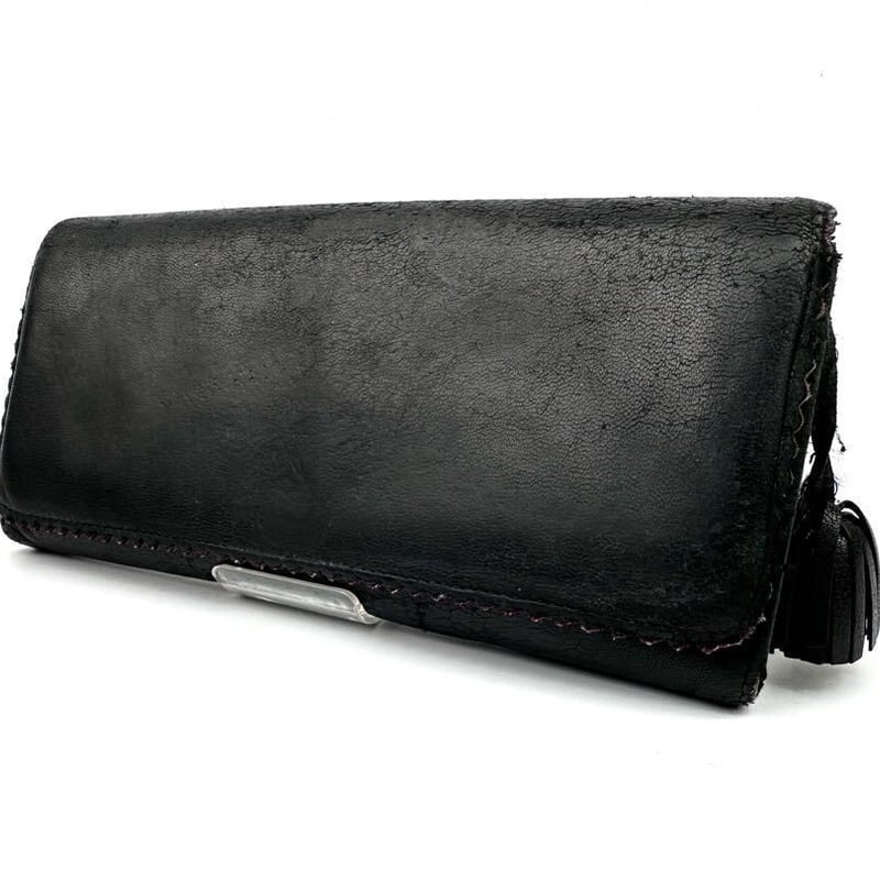 ロエベ LOEWE 長財布 シープスキン タッセル 黒 紫 ブラック