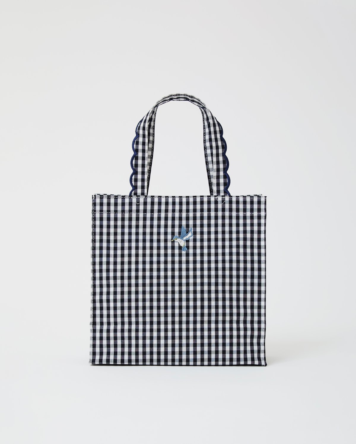 Fleur tote （square small） gingham check black×n