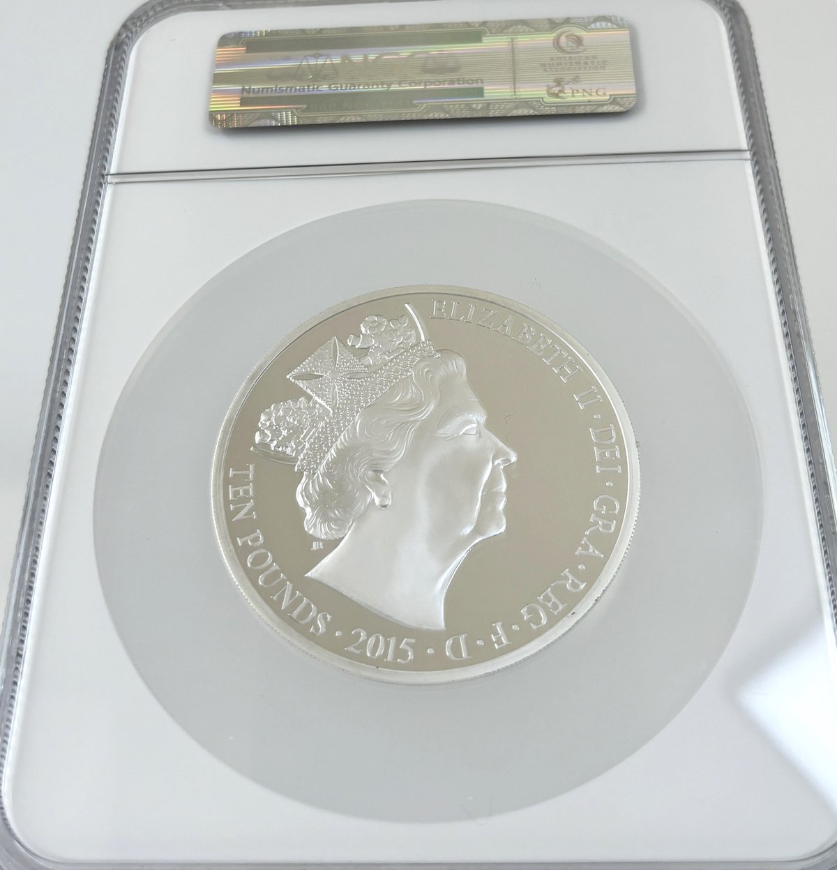2015 イギリス エリザベス2世 最長在位 10ポンド 5オンス銀貨 PF70 NGC