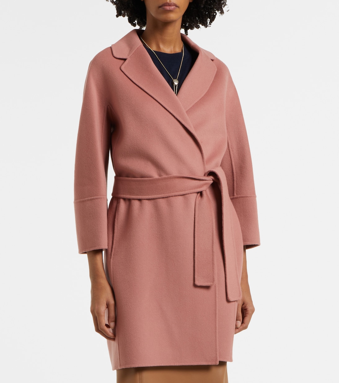 S MAX MARA ARONA ダブルフェイス ウールコート ベルトコート パウダー