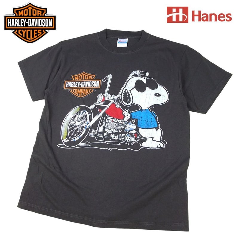 HARLEY DAVIDSON Tシャツ ハーレーダビッドソン Hanes製 チャコール Lサ