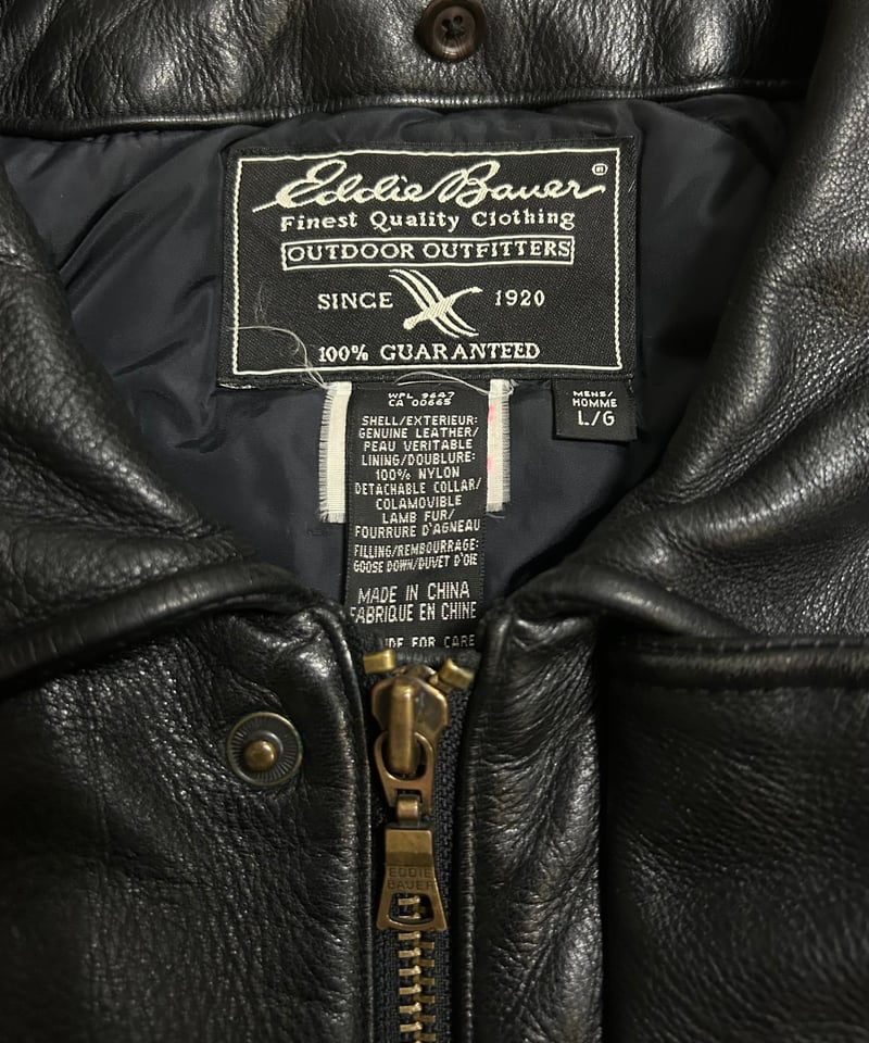 90's ダウン入り Eddie Bauer レザージャケット L ブラック | SORE EYES