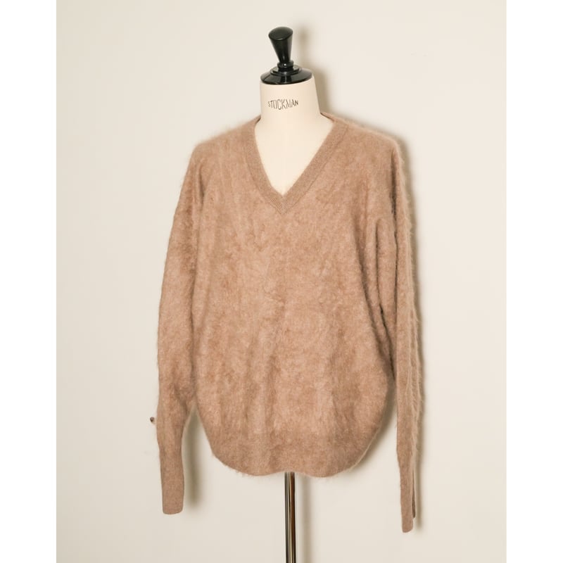 Olde H & Daughter FUR CASHMERE V-NECK KNITWEAR