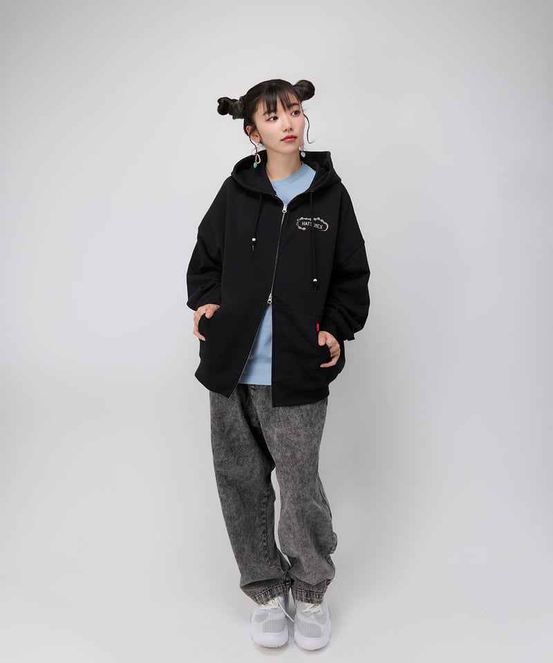 Hatsunex “MITERU” Zip upパーカー（モノクロブラック） | HATSUN