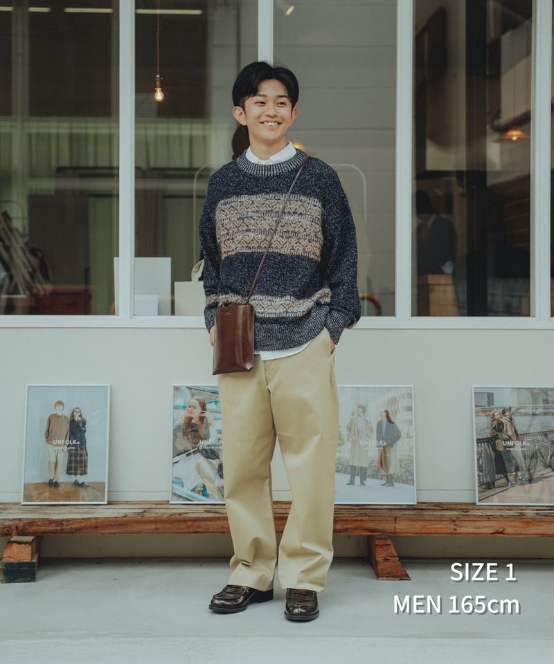 68 Fair isle pattern jacquard knit (Navy) | U