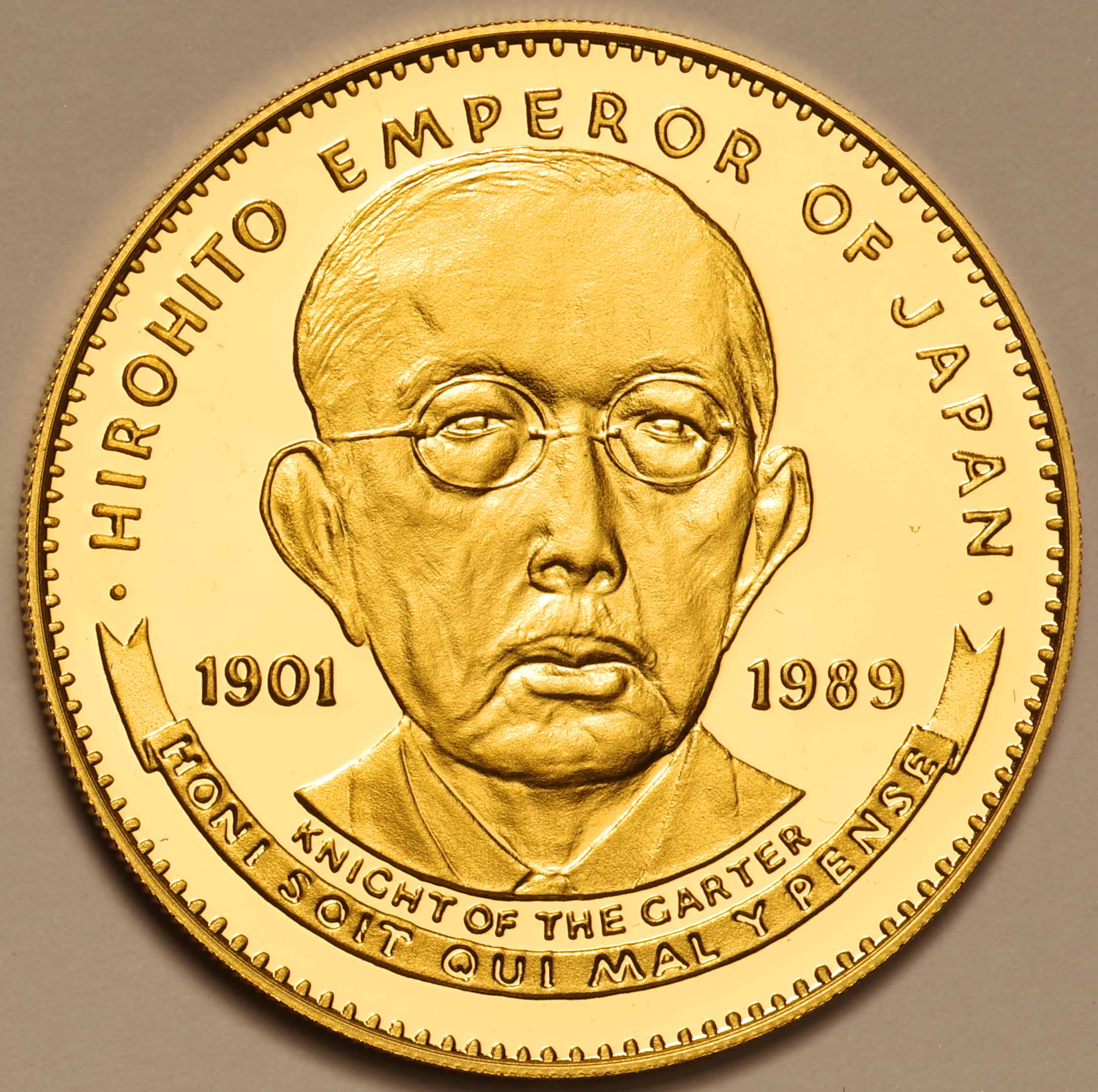 リベリア-Livelia. プルーフ. 昭和天皇像 250ドル金貨 1989年 KM60