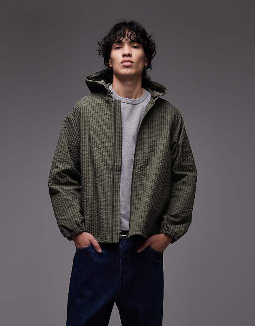 Gramicci northside utility hooded jacket in green micro plaid | ASOS