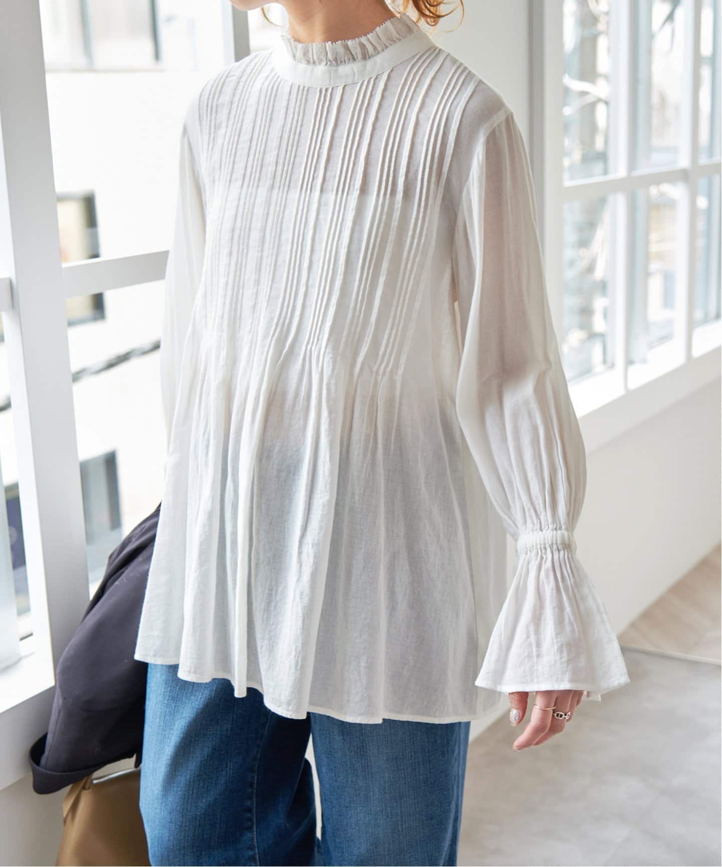 コットンジョーゼットピンタックブラウス（シャツ／ブラウス）｜Spick