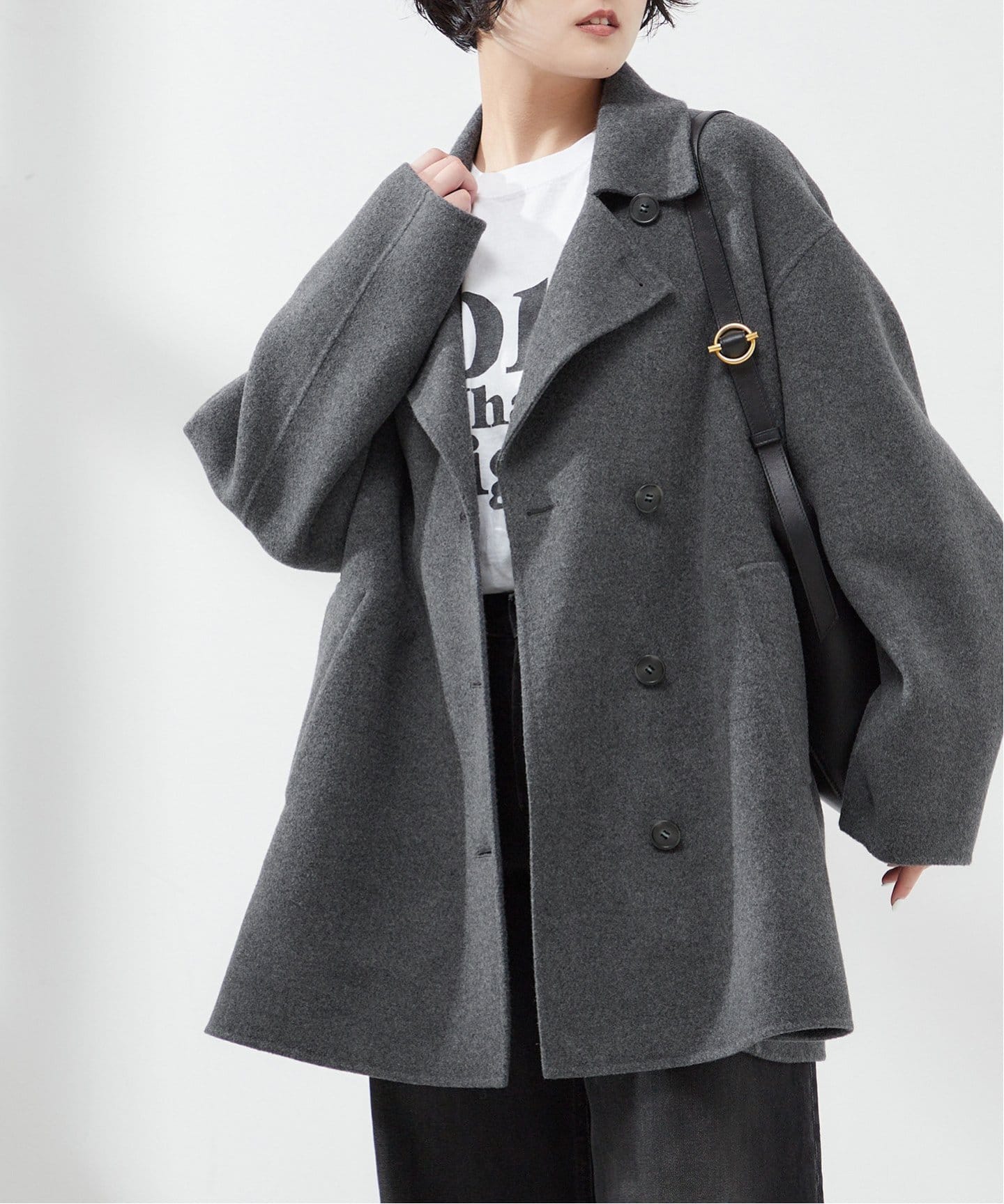 スーパー140ウール リバーショートコート（その他ブルゾン／アウター