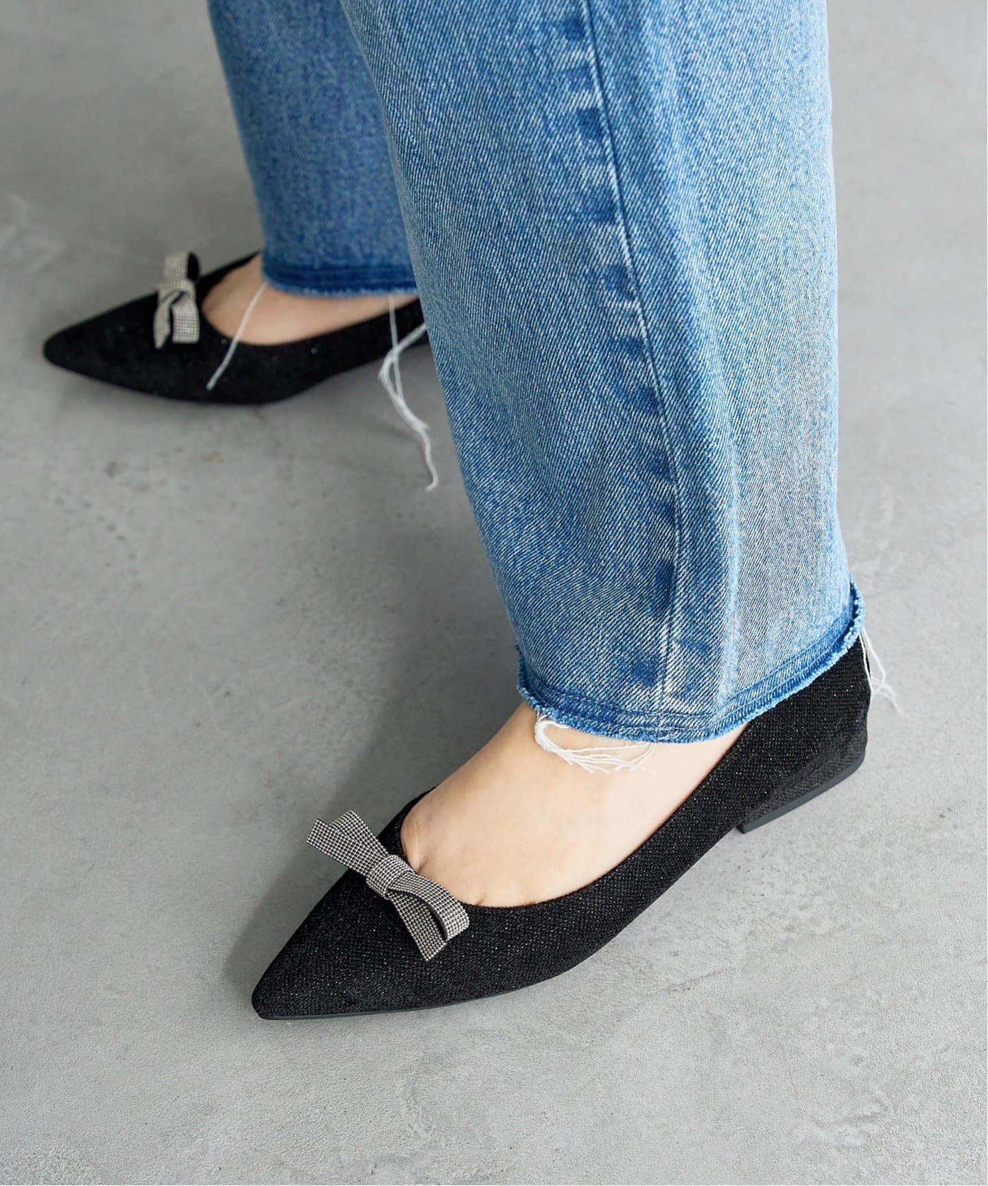 ポインテッドメタルリボンフラット（フラットシューズ）｜LE TALON（ル