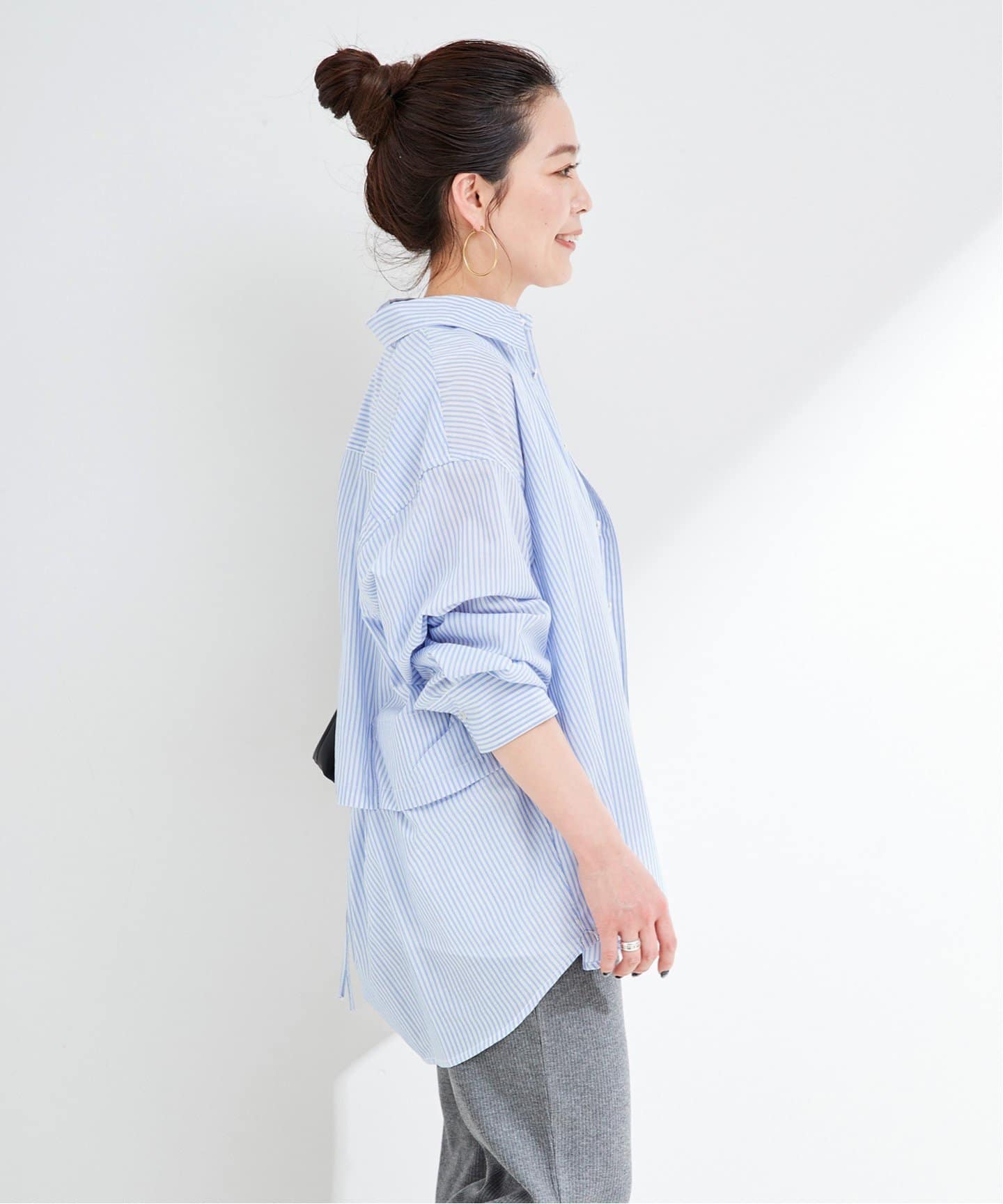 ウォッシャブル / シアーストライプバックスリットシャツ（シャツ