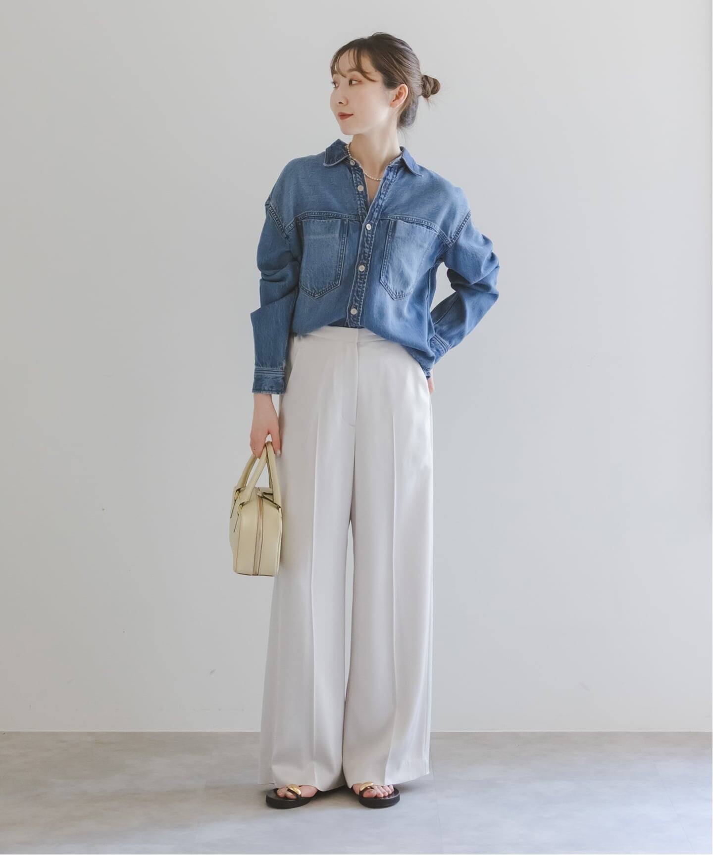 追加》スージングデニムビッグポケットシャツ3（シャツ／ブラウス