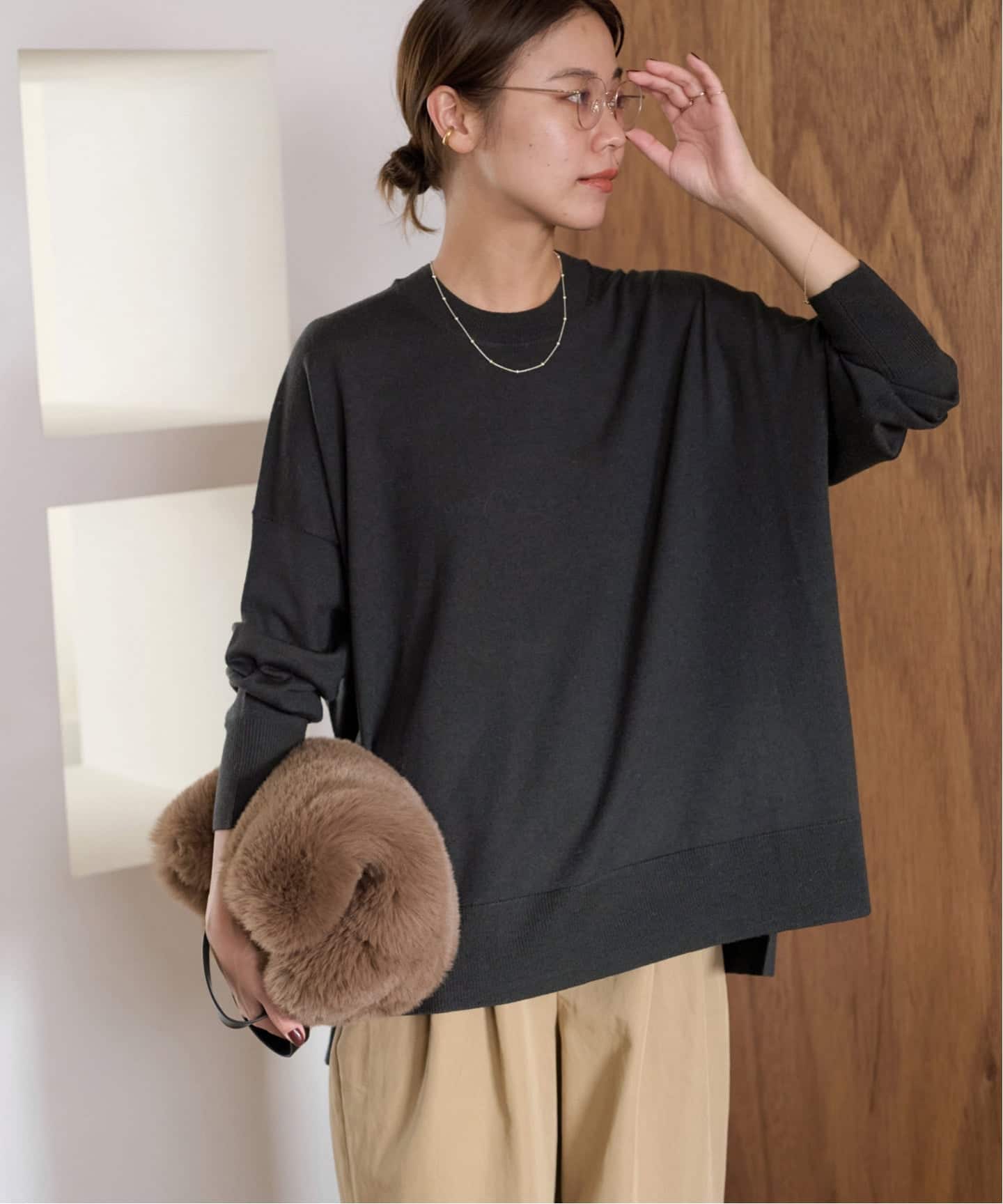 一部WEB限定追加3》BiellaYarnワイドクルーネックプルオーバー（ニット
