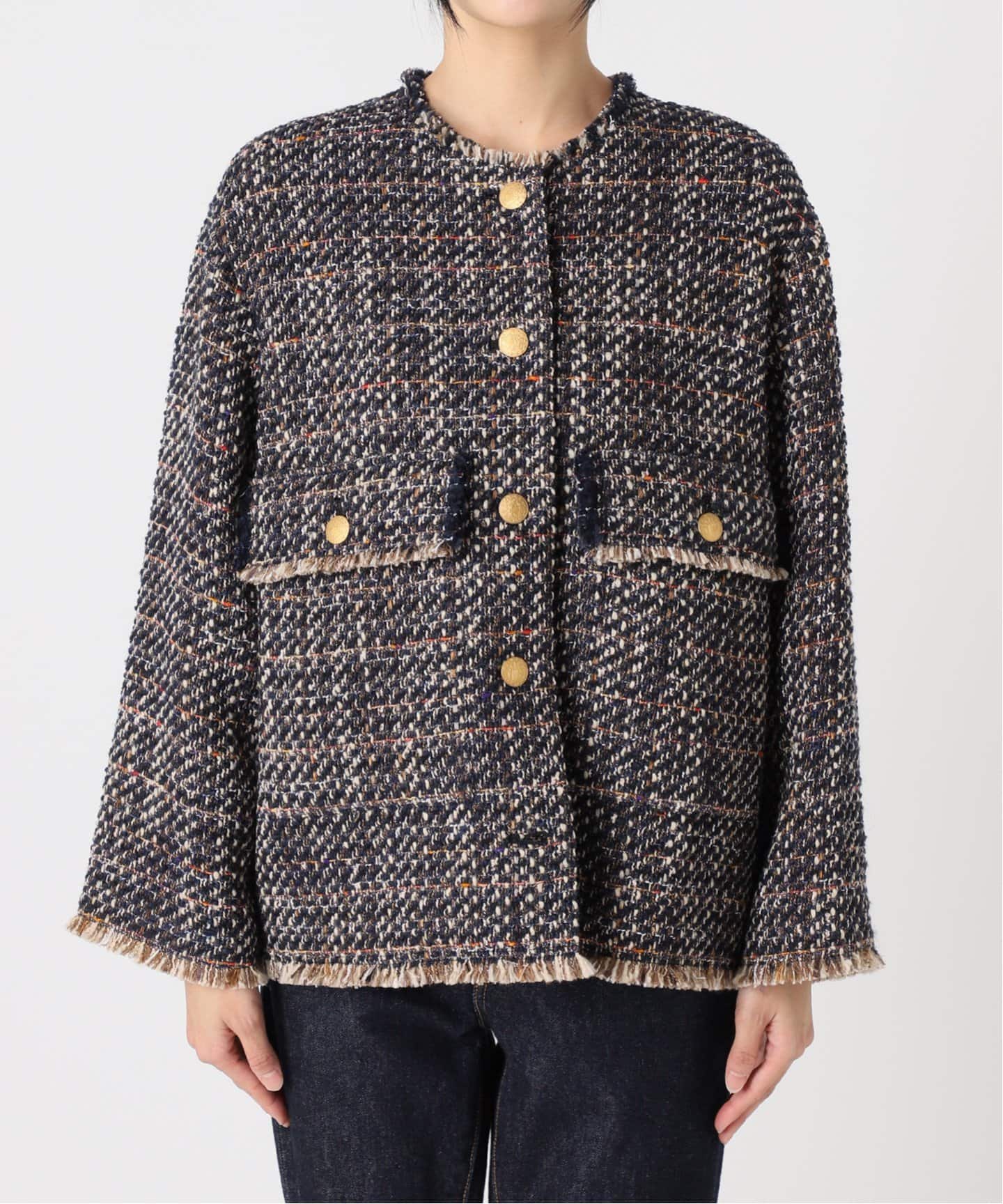 SP》GIOLICAツイードWIDE ジャケット（ノーカラージャケット