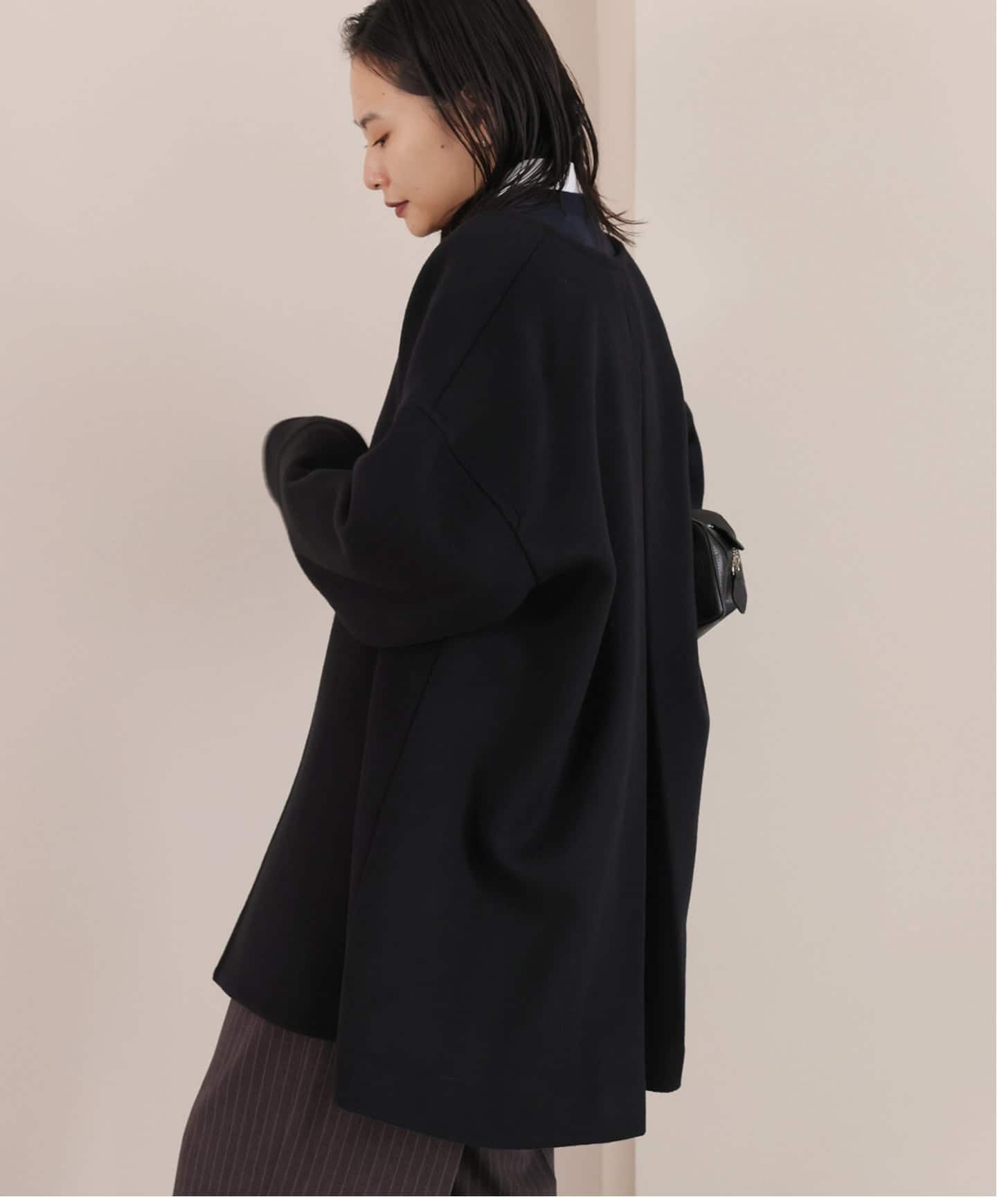 スーパー140ビーバーノーカラーミドルコート（ノーカラーコート