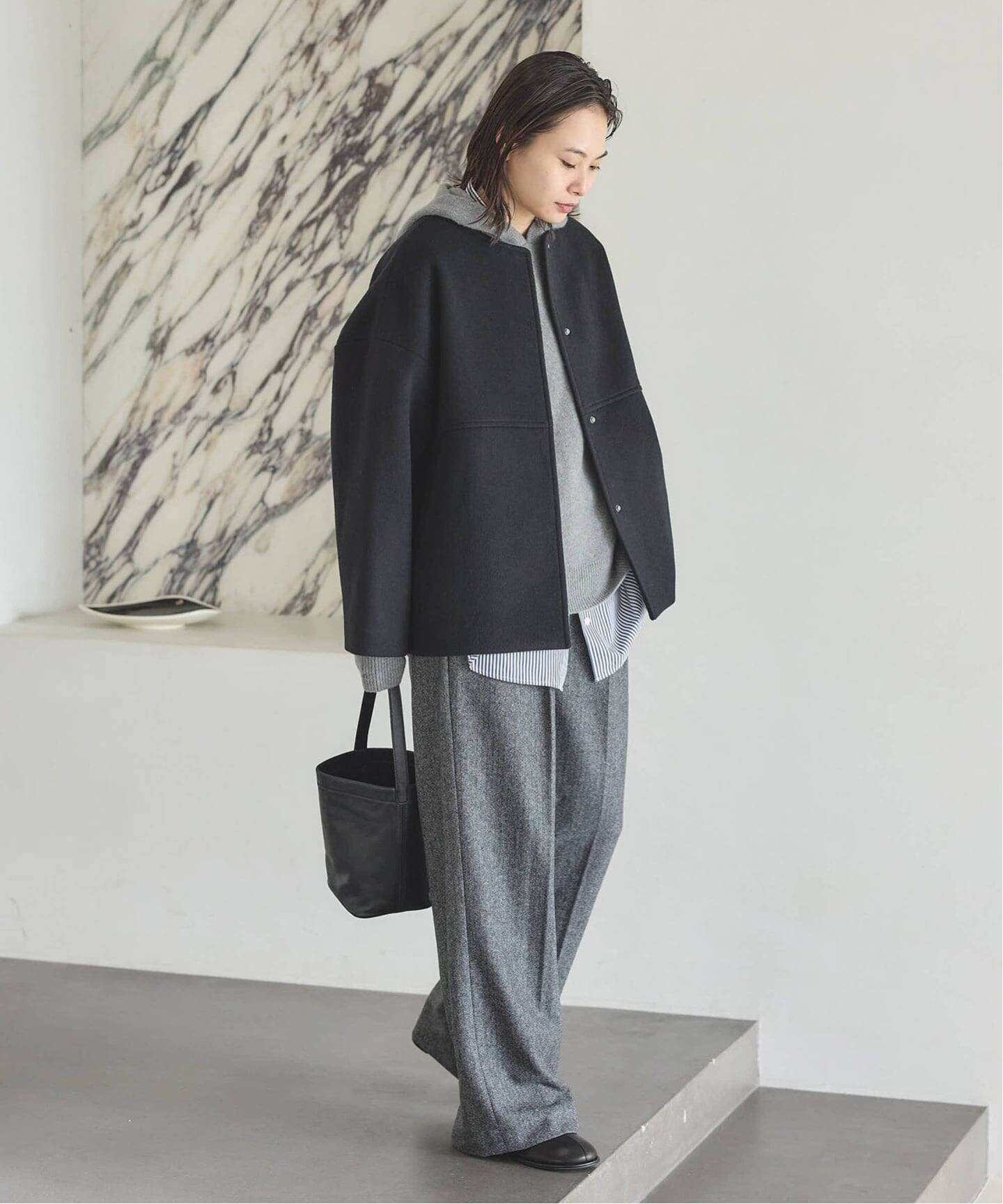 追加5》スーパー140ビーバーノーカラーショートコート（ノーカラー