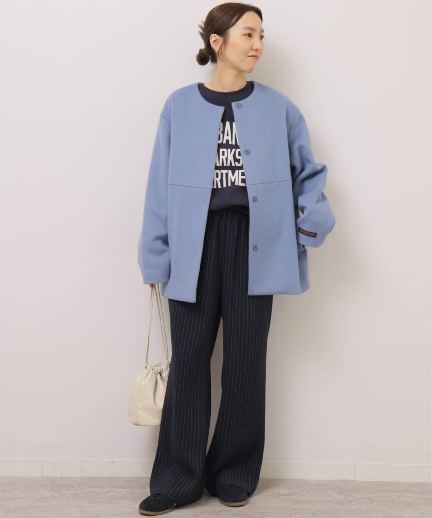 追加》スーパーファインビーバークルーネックコート（ノーカラーコート