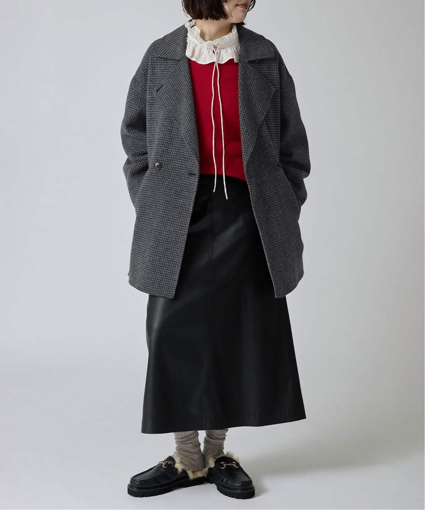 souple wool ダブルフェイスミドルコート（ピーコート）｜SLOBE IENA