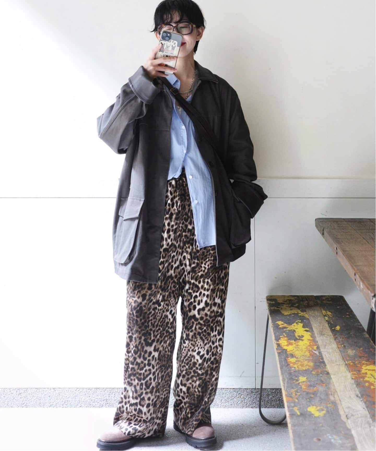 マットサテンレオパ イージーパンツ（その他パンツ）｜journal