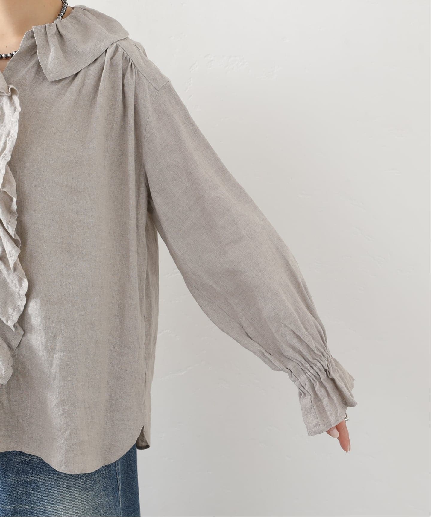 予約》フレンチリネン フリルパフブラウス（シャツ／ブラウス