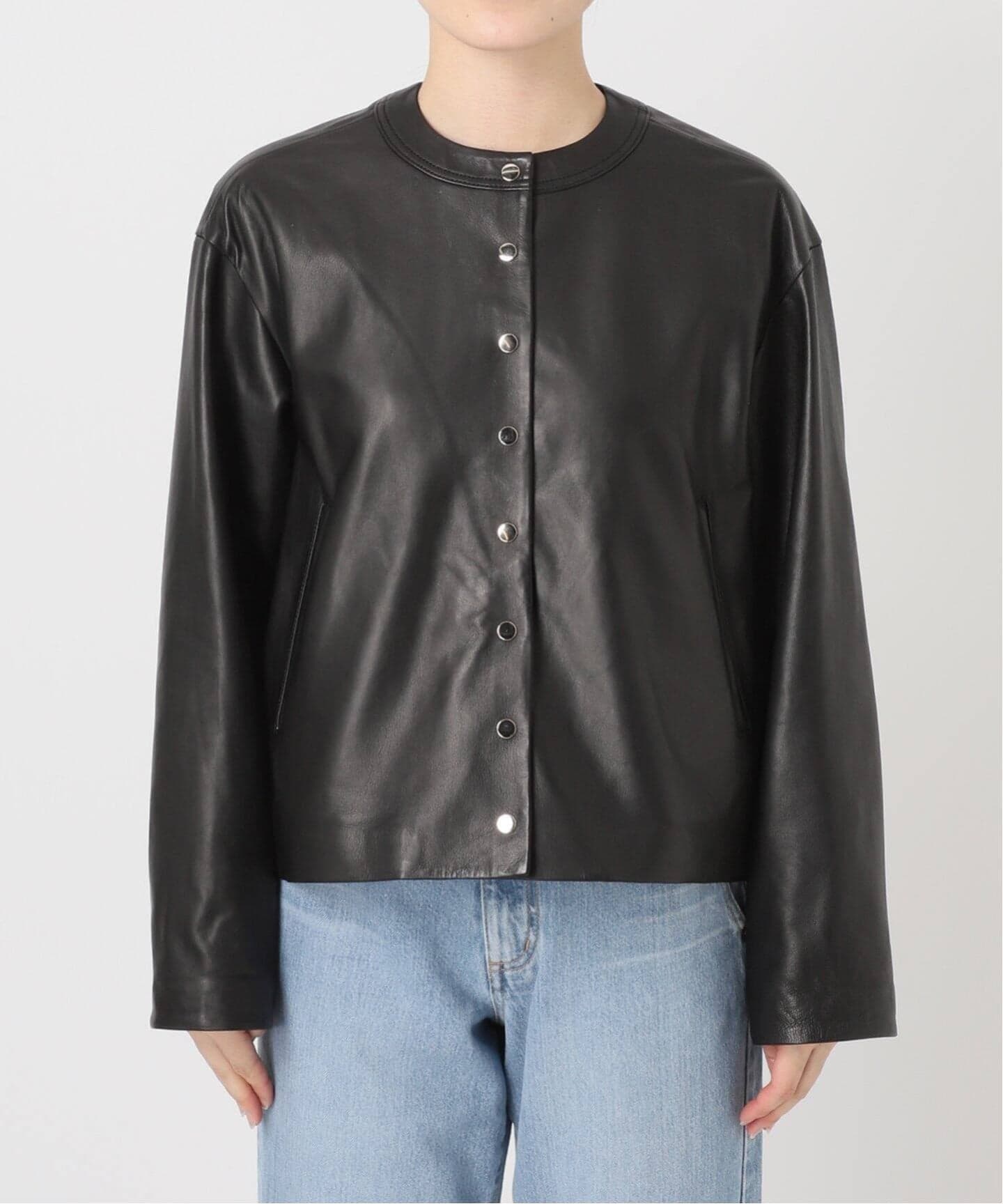 追加》シープクルーネックブルゾン（レザージャケット）｜IENA（イエナ