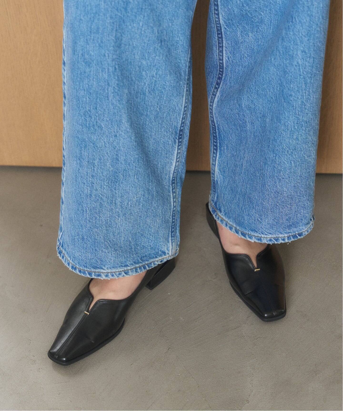 追加》2.5cmスクエアスリットソフトフラット（フラットシューズ）｜LE