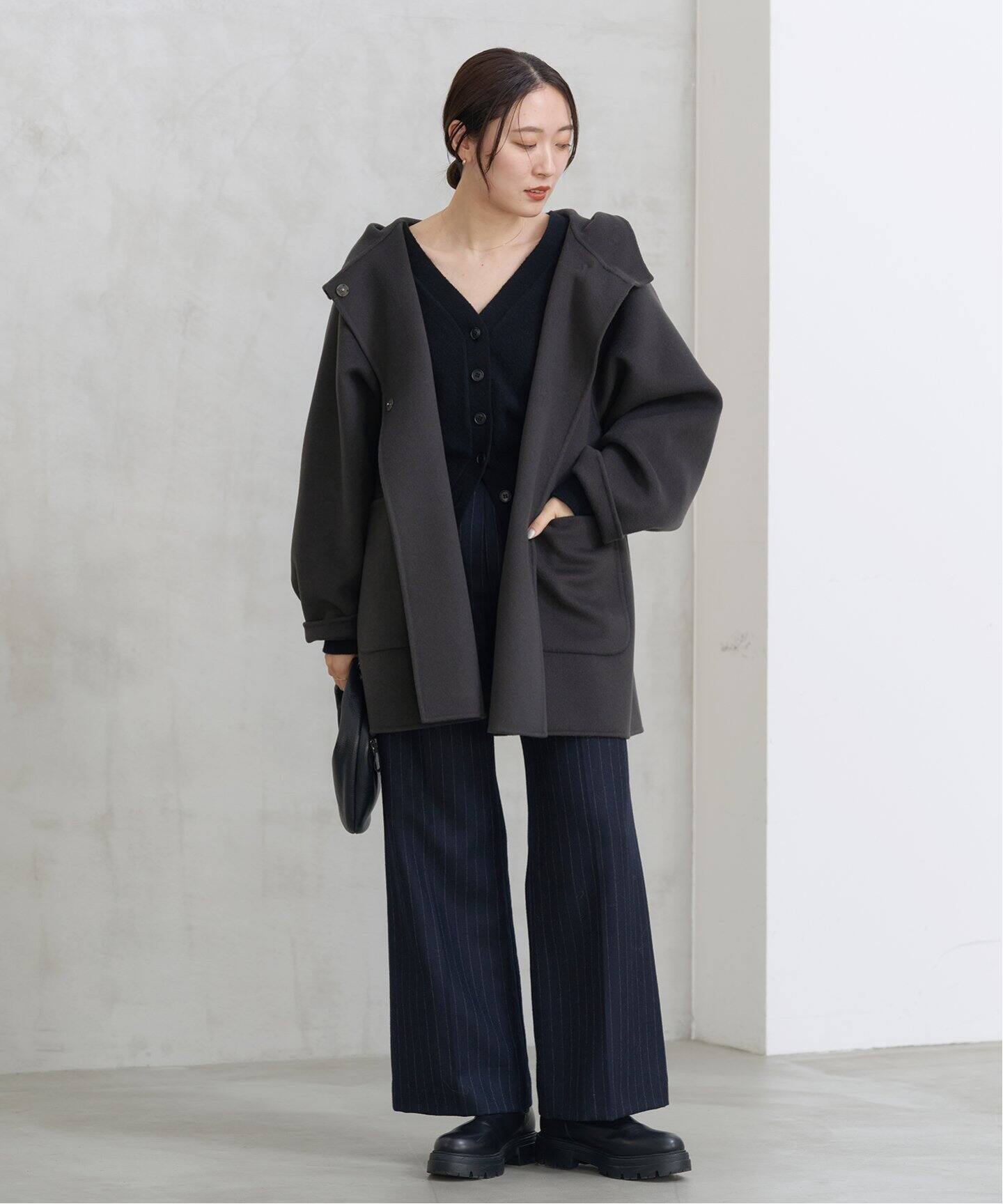 SUPER120 ダブルフェイスフードコート（その他ブルゾン／アウター