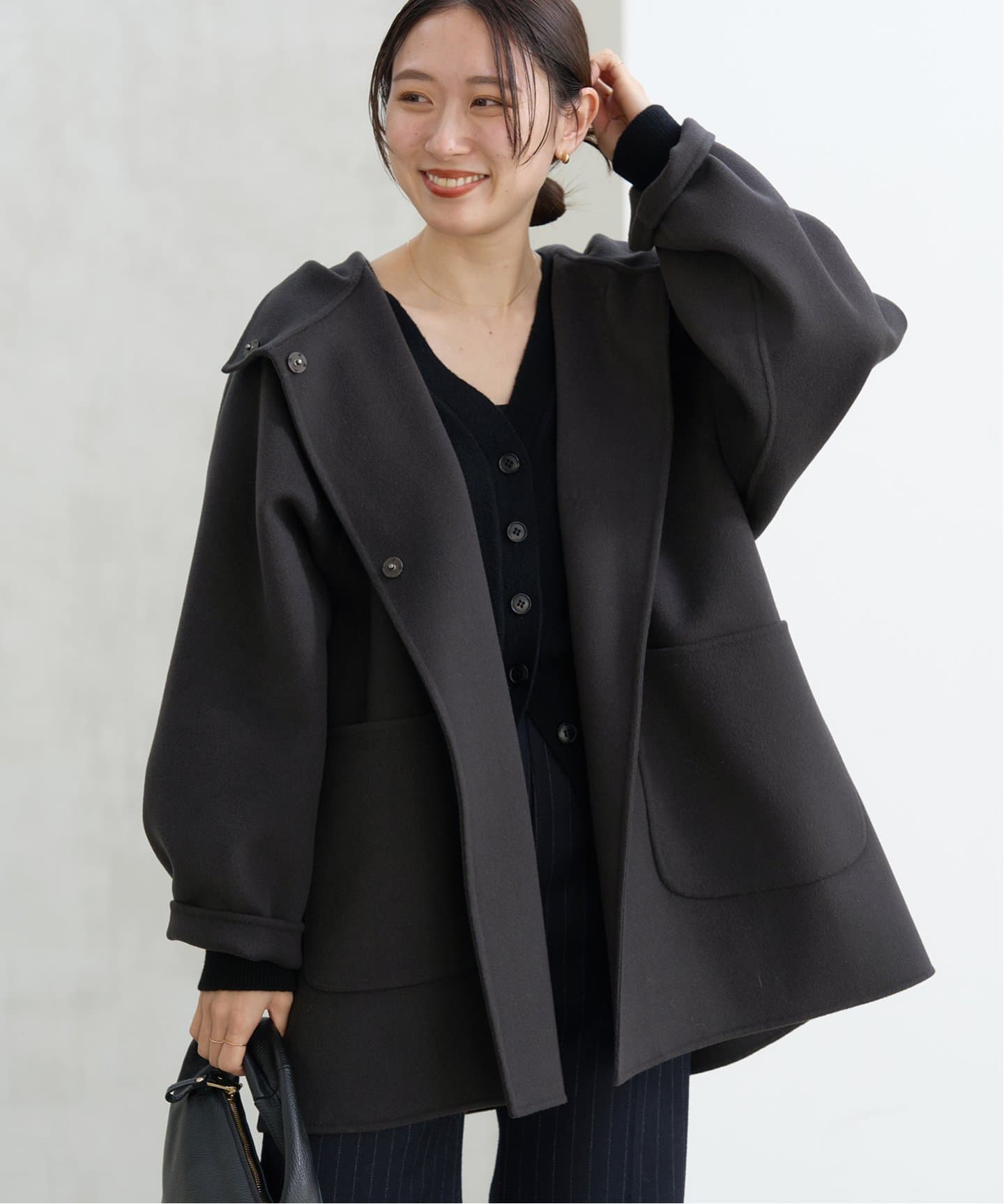 SUPER120 ダブルフェイスフードコート（その他ブルゾン／アウター