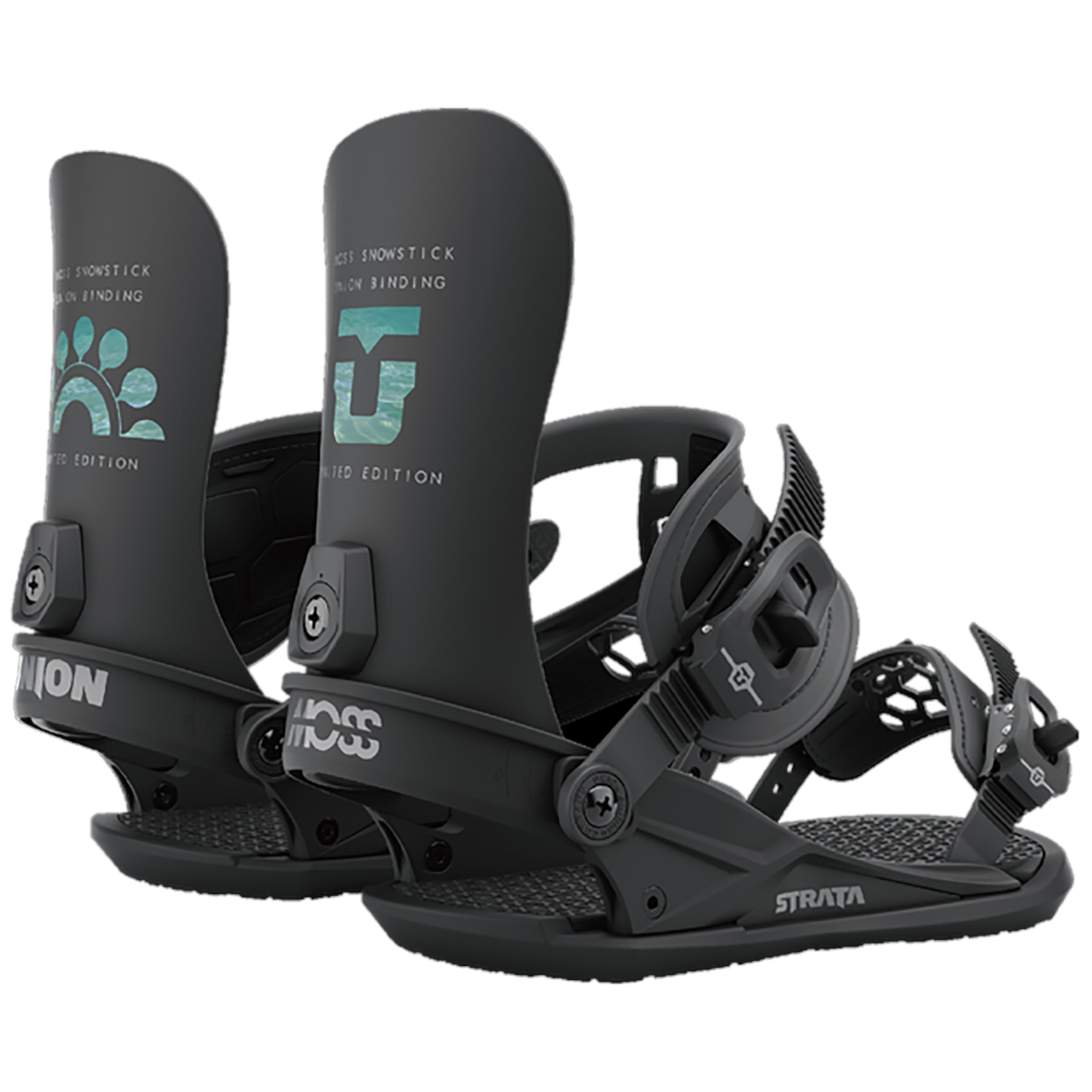 Moss Snowstick x Union Strata Snowboard Bindings 2023 | evo