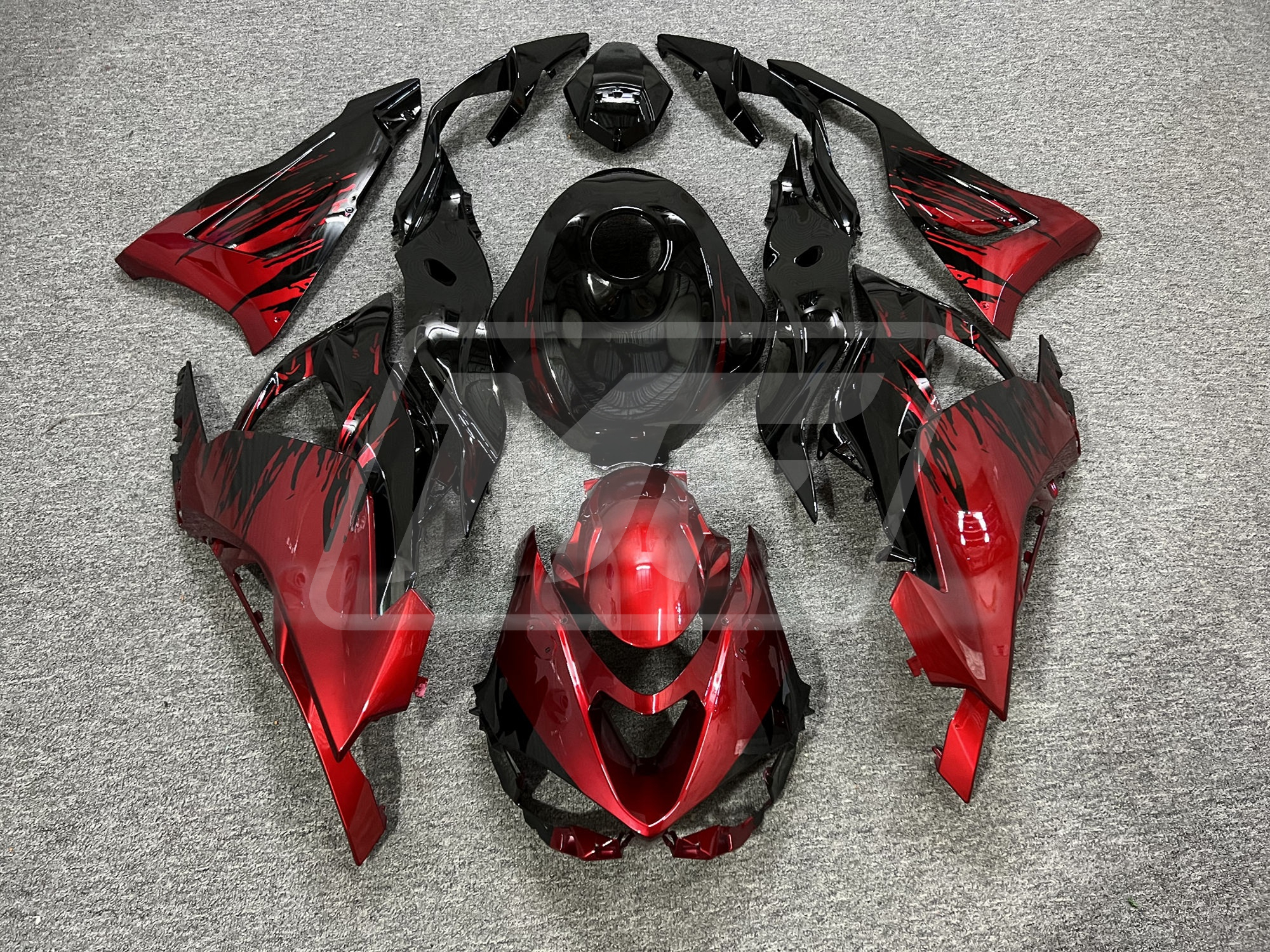 Kawasaki ZX6R 2024-2026 Gloss Black & Candy Red Splash ABS