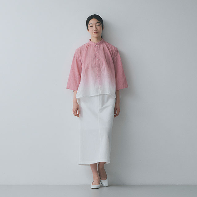 中川政七商店】ぼかし染プルオーバー・フレンチスリーブ・ブラウス・綿
