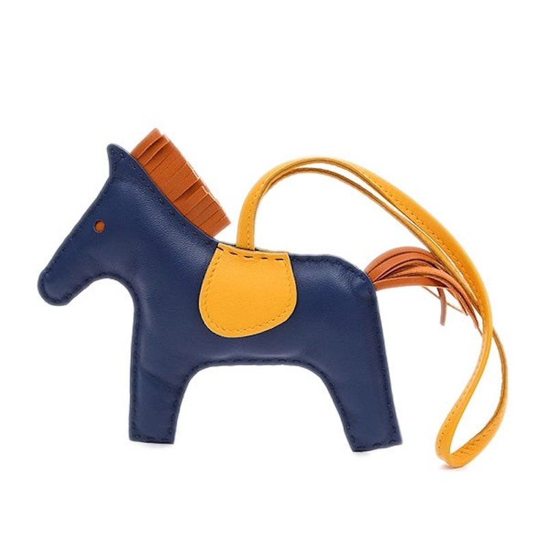 Hermes Bag Charm Milo Rodeo MM Malta Blue/Cornelian/Golden Yellow