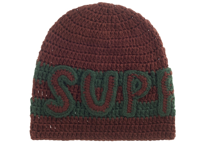 Supreme Crochet Logo Beanie Brown - FW25 - US