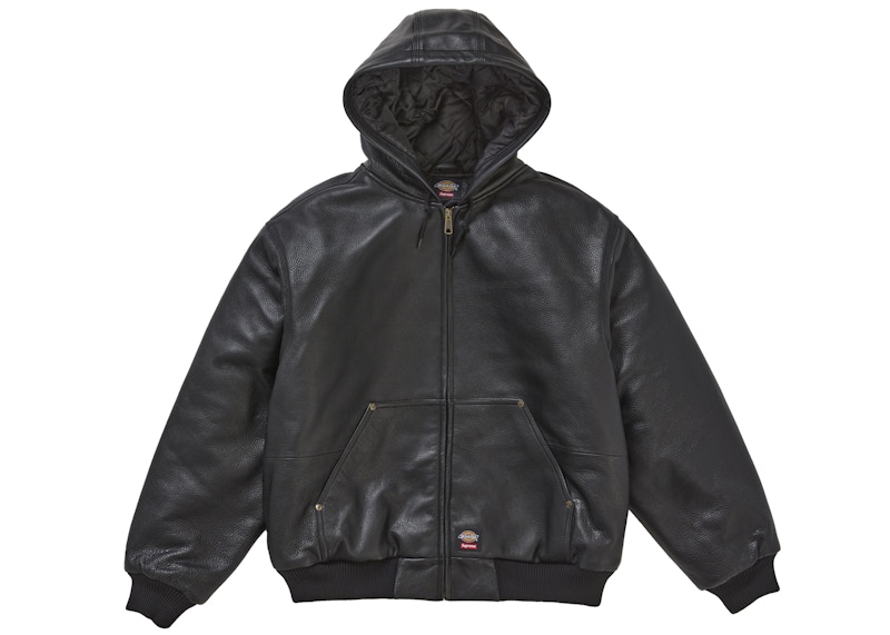 Supreme Dickies Hooded Leather Work Jacket Black Men's - FW24 - US